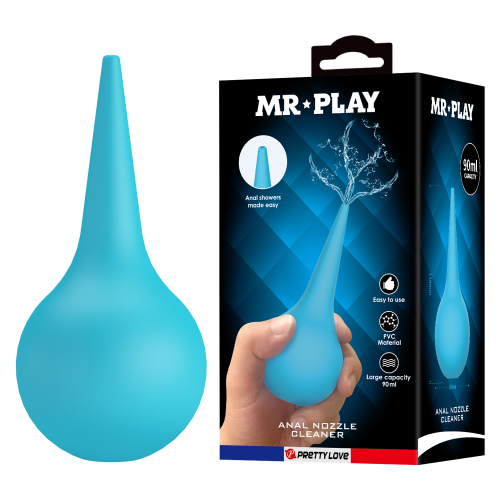Анальный душ MR PLAY голубой, 90 мл, 13 х 6 см