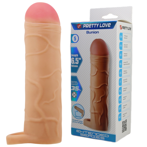 Удлиняющая насадка на пенис PRETTY LOVE Bunion реалистичная, бежевая, 16.5 х 3.8 см