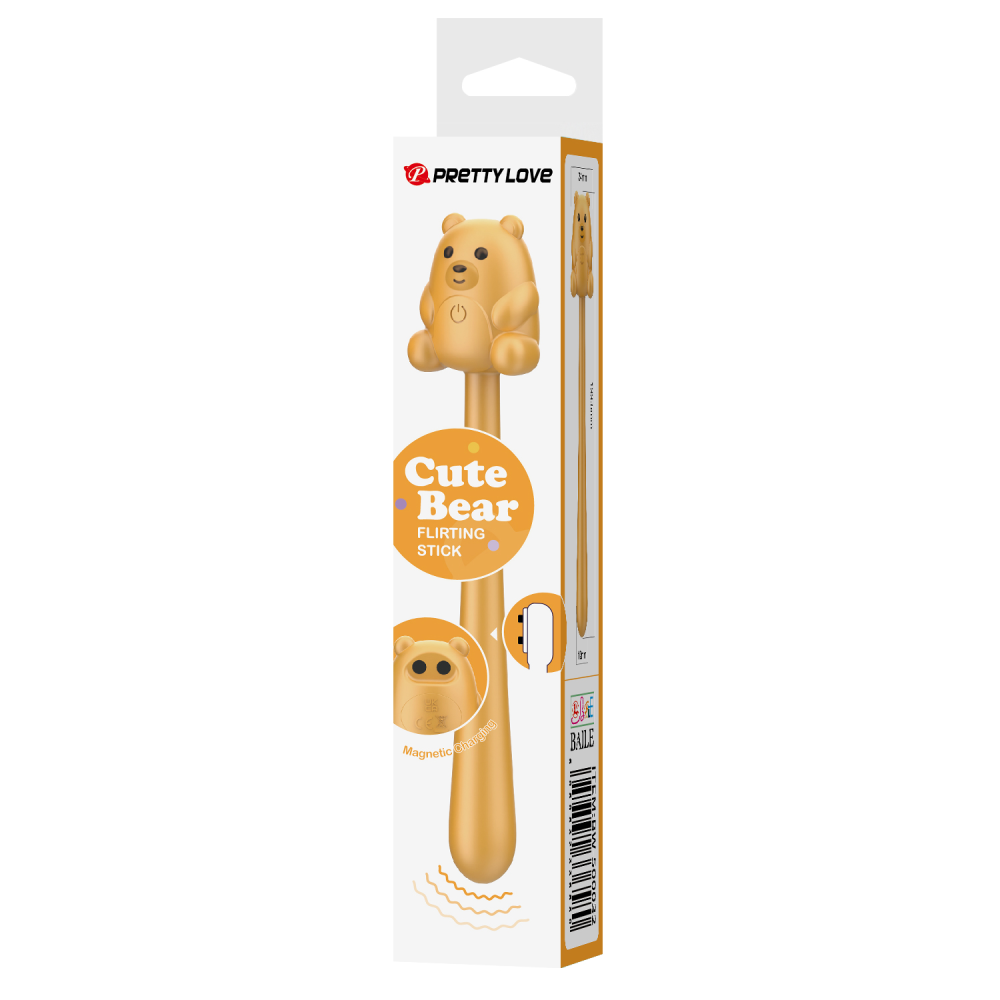 Мини-вибратор на палочке PRETTY LOVE Cute Bear гибкий, жёлтый, 13.3 х 1.2 см