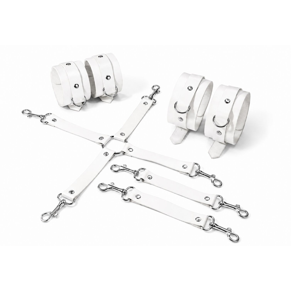 Набор для БДСМ Feral Feelings BDSM Kit 3 White, наручники, поножи, крестовина