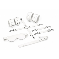 Набор Feral Feelings BDSM Kit 5 White, наручники, поножи, крестовина, маска, паддл
