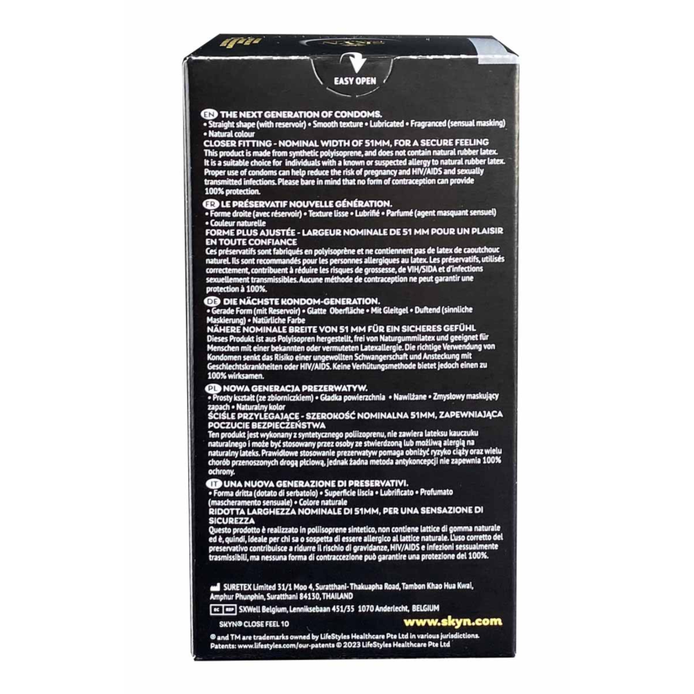 Презервативы с рельефом Skyn Close Feel, безлатексные (полиизопрен), 10 шт