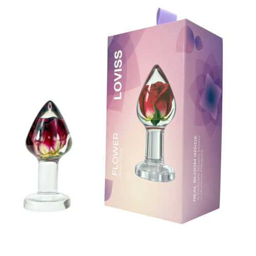 Роскошная анальная пробка Loviss Rose Anal Plug с настоящей розой внутри