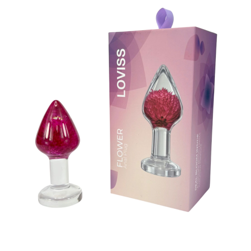 Роскошная анальная пробка Loviss Gomphrena Globosa Anal Plug с настоящим амарантом внутри