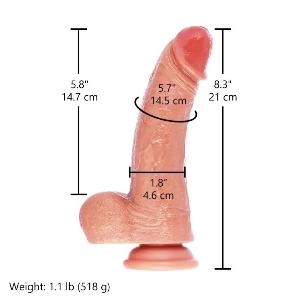 Фаллоимитатор для секс-машин Hismith 8.25" Dual-density dildo with veins, система KlicLok