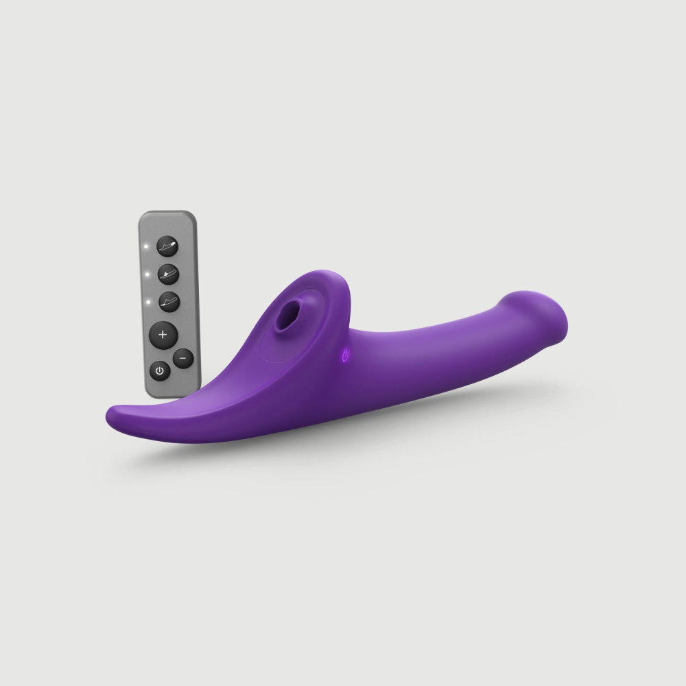 Вибронасадка для страпона с вакуумной стимуляцией Strap-On-Me Multi Orgasm Dildo S Purple