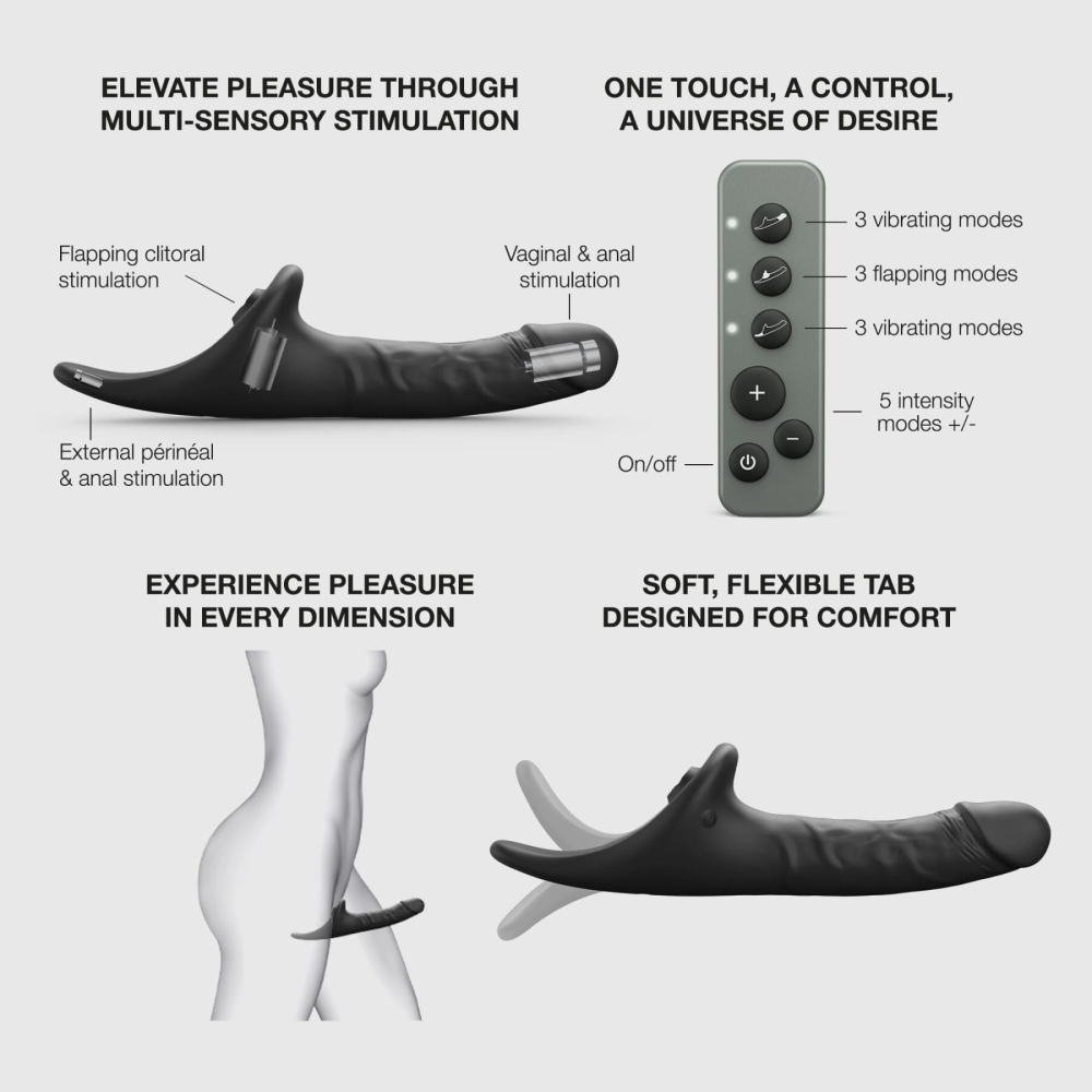 Вибронасадка для страпона с вакуумной стимуляцией Strap-On-Me Multi Orgasm Realistic Dildo M Black