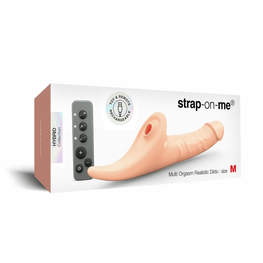 Вибронасадка для страпона с вакуумной стимуляцией Strap-On-Me Multi Orgasm Realistic Dildo M Vanilla