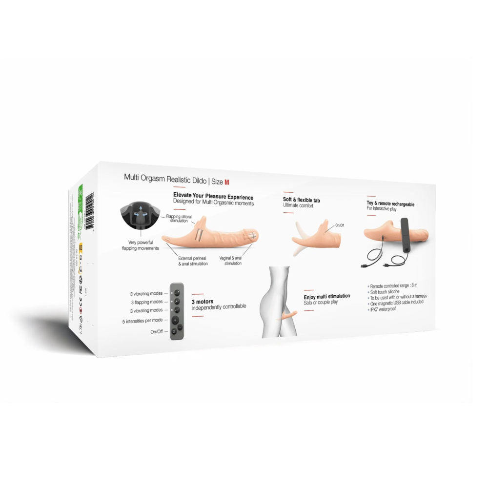 Вибронасадка для страпона с вакуумной стимуляцией Strap-On-Me Multi Orgasm Realistic Dildo M Vanilla