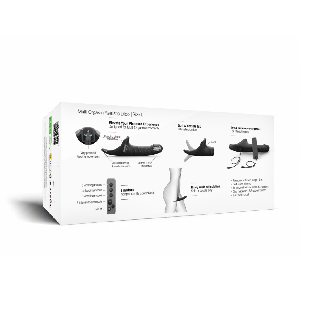 Вибронасадка для страпона с вакуумной стимуляцией Strap-On-Me Multi Orgasm Realistic Dildo L Black
