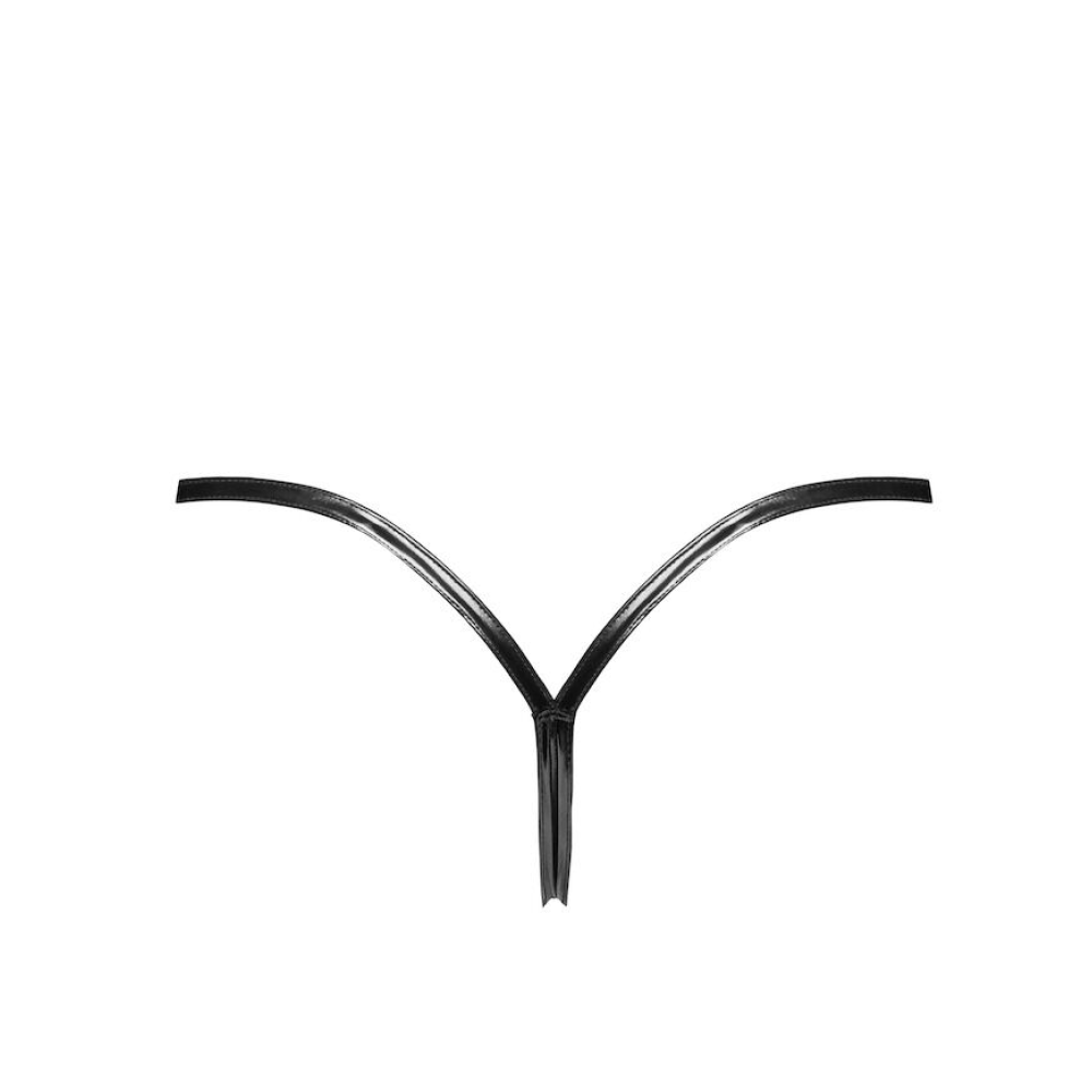 Трусики Noir Handmade P014 Dominae PVC panty with silver clasp L
