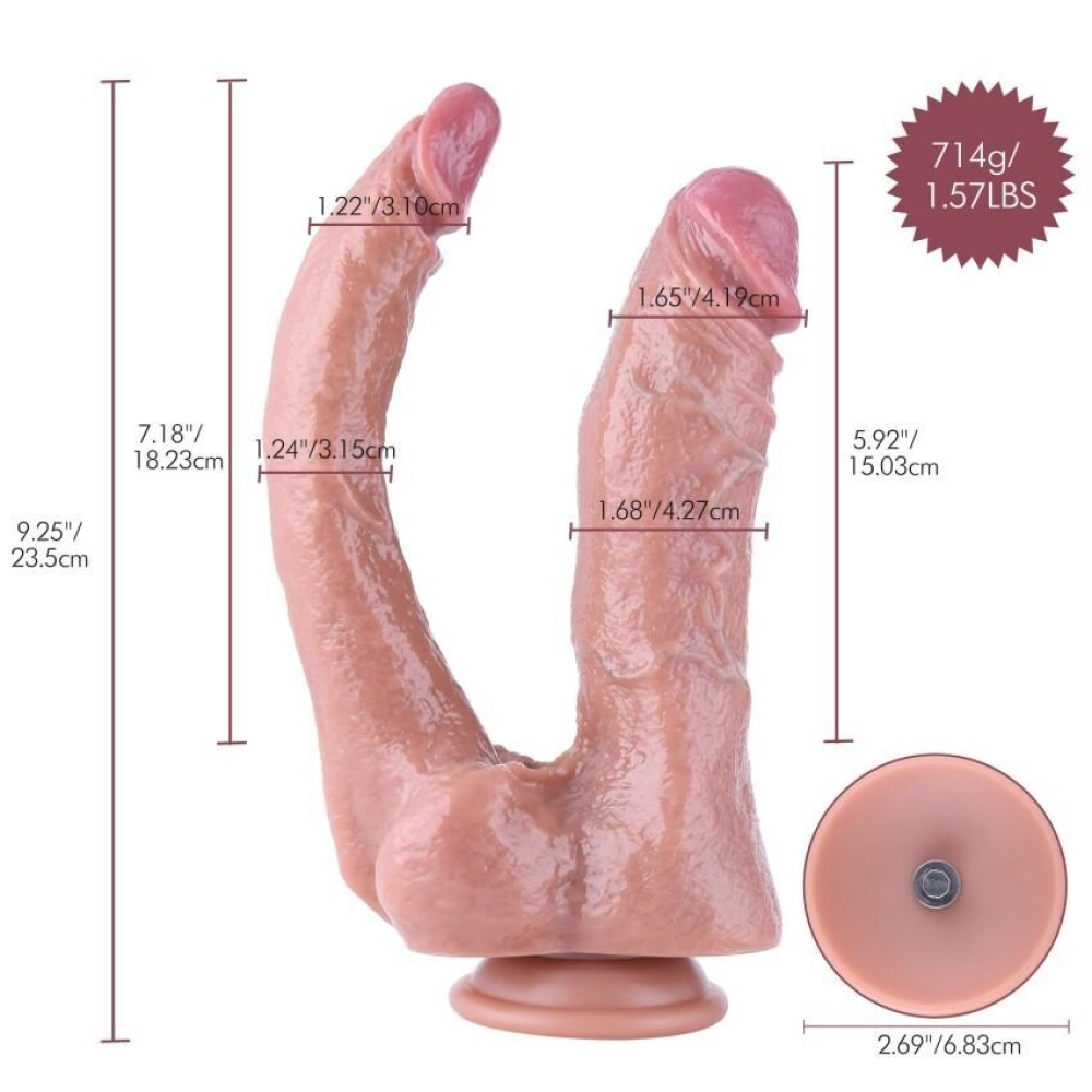 Двойной фаллоимитатор для секс-машин Hismith Double Penetrator, 9.25″ (мятая упаковка!!!)