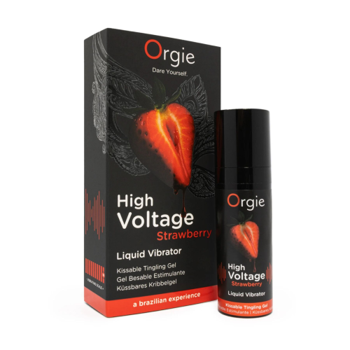 Жидкий вибратор Orgie High Voltage – Strawberry, 15 мл, эффект мурашек, очень мощный, вкус клубники