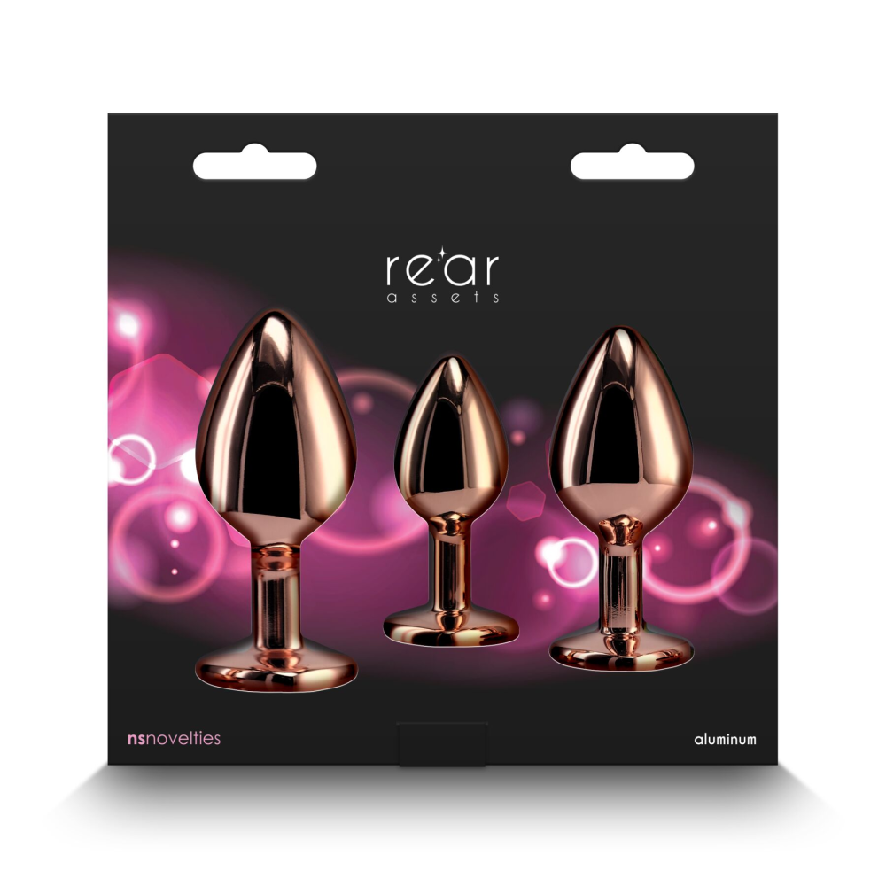 Набор анальных пробок NS Novelties Rear Assets - Trainer Kit - Rose Gold - Pink Heart