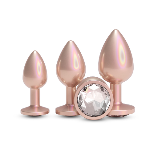 Набор анальных пробок NS Novelties Rear Assets - Trainer Kit - Iridescent Champagne - Clear Gem
