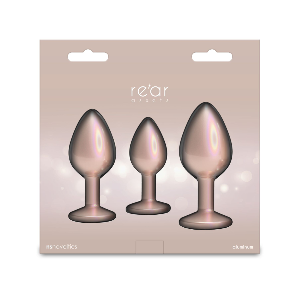 Набор анальных пробок NS Novelties Rear Assets - Trainer Kit - Iridescent Champagne - Clear Gem