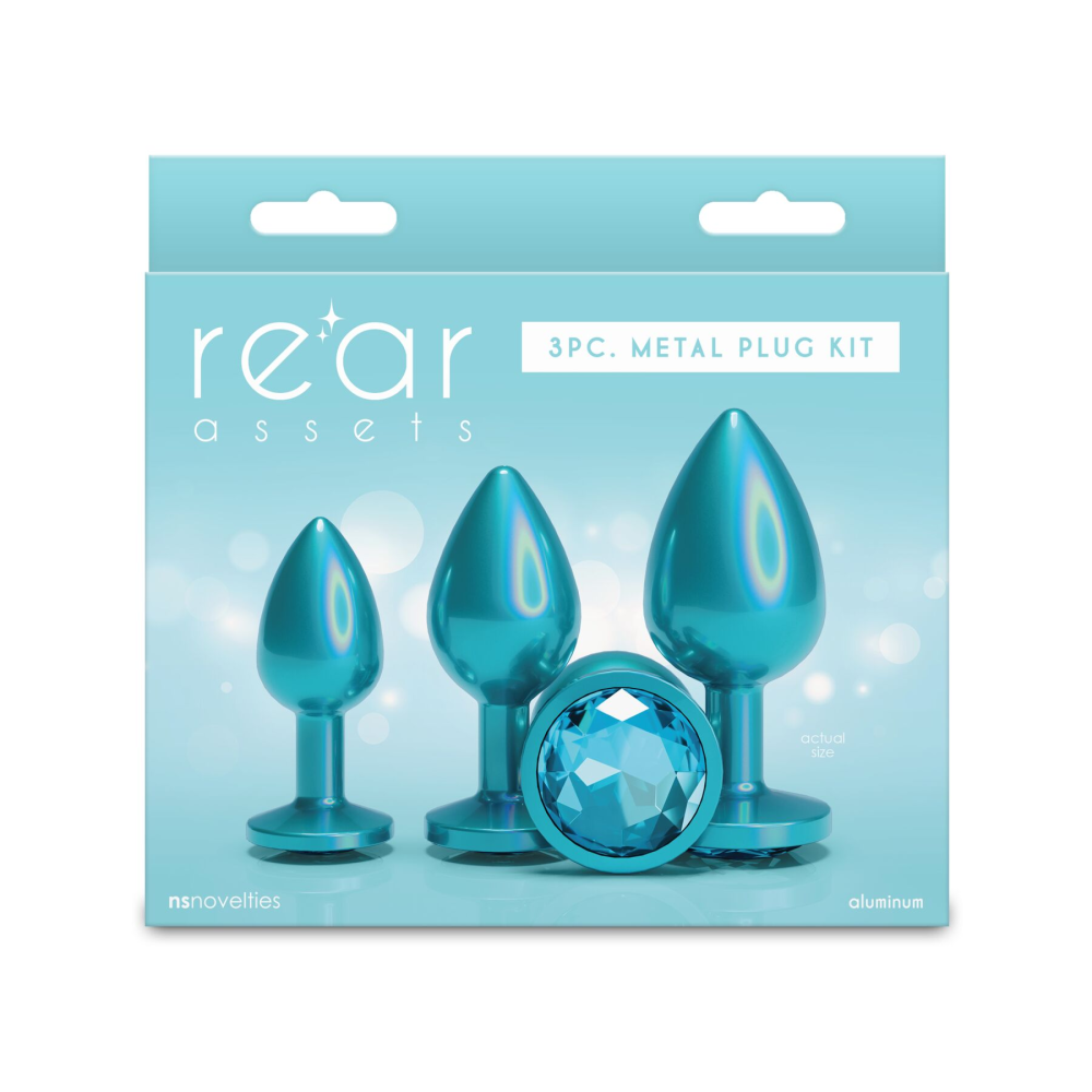 Набор анальных пробок NS Novelties Rear Assets - Trainer Kit - Iridescent Teal - Teal Gem