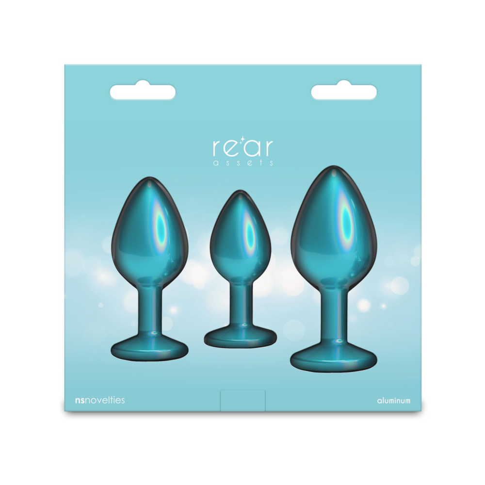 Набор анальных пробок NS Novelties Rear Assets - Trainer Kit - Iridescent Teal - Teal Gem