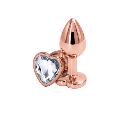 Анальная пробка NS Novelties Rear Assets - Rose Gold Heart - Small - Clear