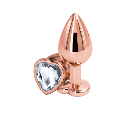Анальная пробка NS Novelties Rear Assets - Rose Gold Heart - Medium - Clear