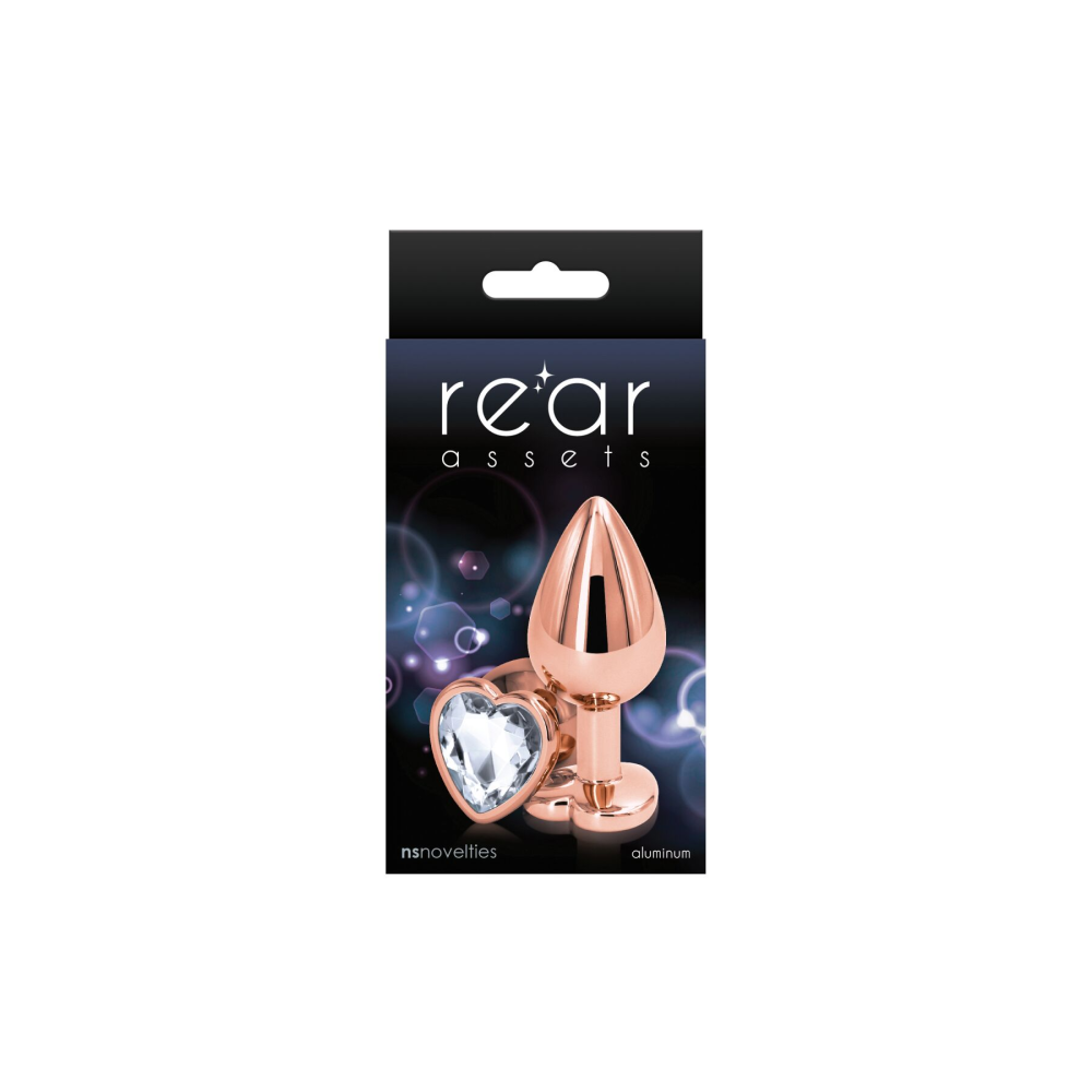 Анальная пробка NS Novelties Rear Assets - Rose Gold Heart - Medium - Clear