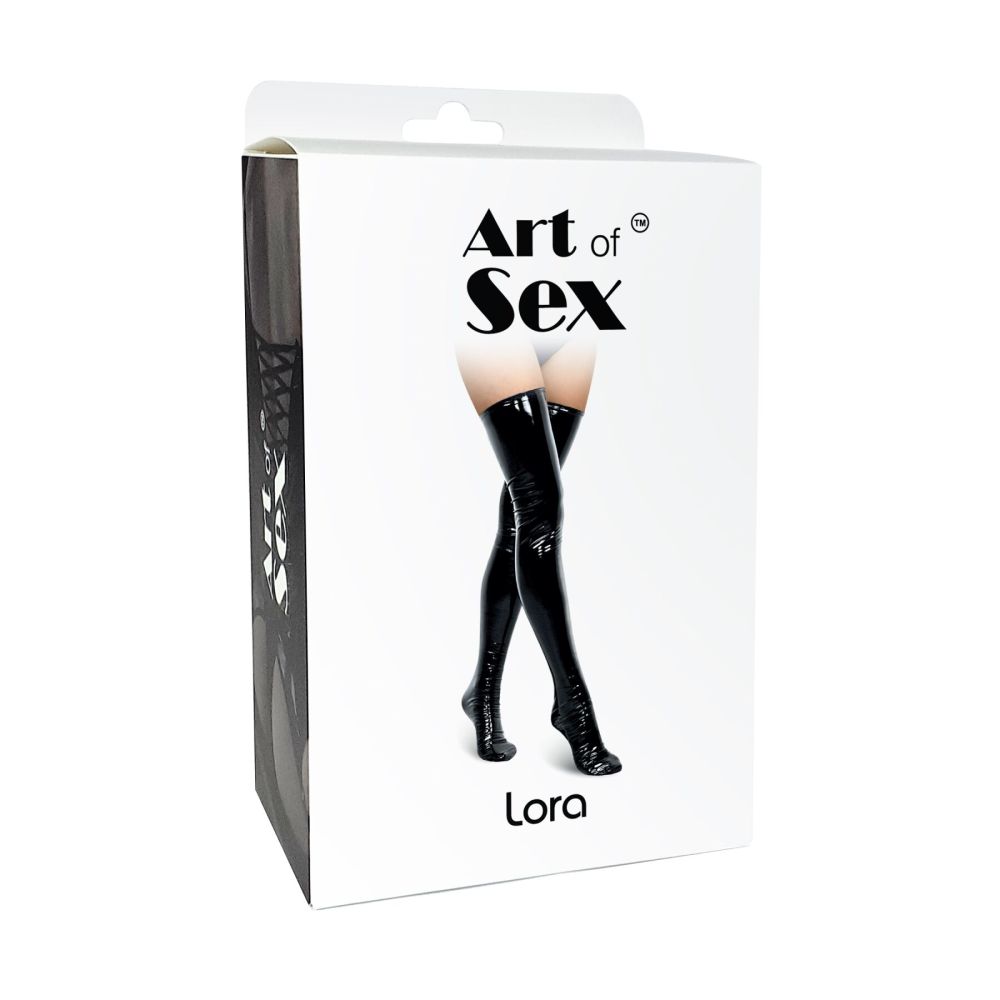 Сексуальные виниловые чулки Art of Sex - Lora, размер L, с эффектом мокрого бархата