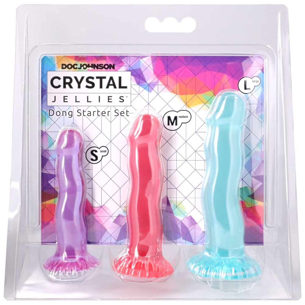 Набор фаллоимитаторов Doc Johnson Crystal Jellies - Dong Starter Set - Purple, Pink, Green
