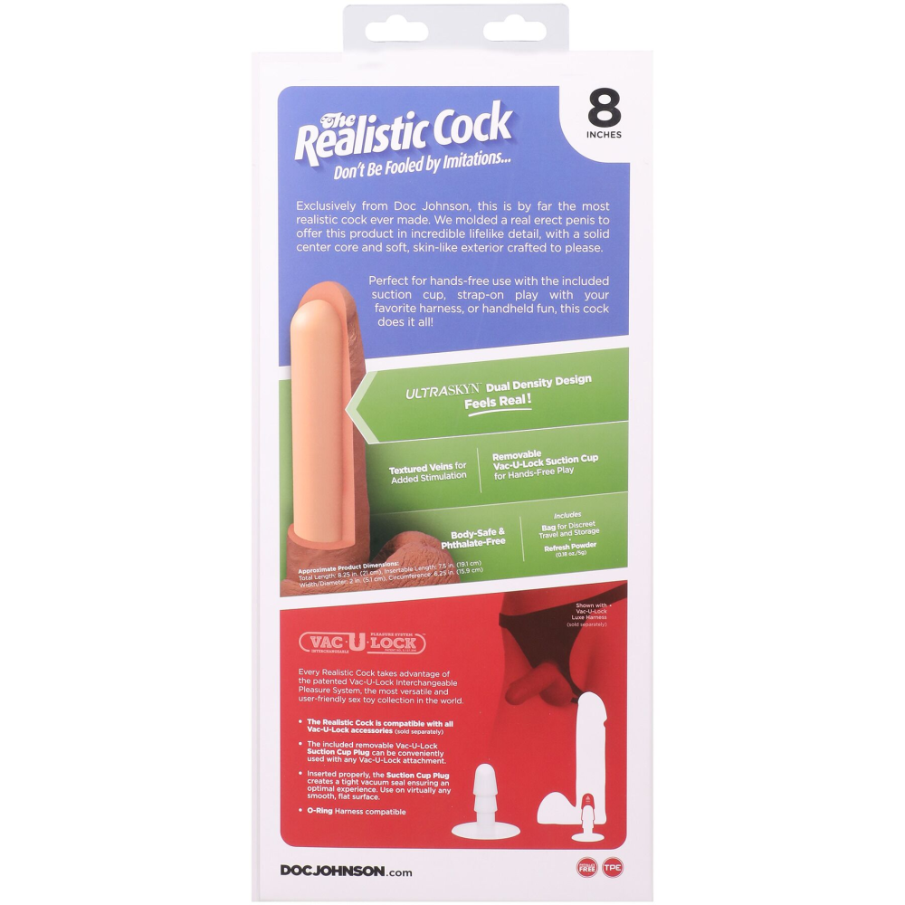 Фаллоимитатор Doc Johnson The Realistic Cock ULTRASKYN - 8 Inch with Balls Caramel