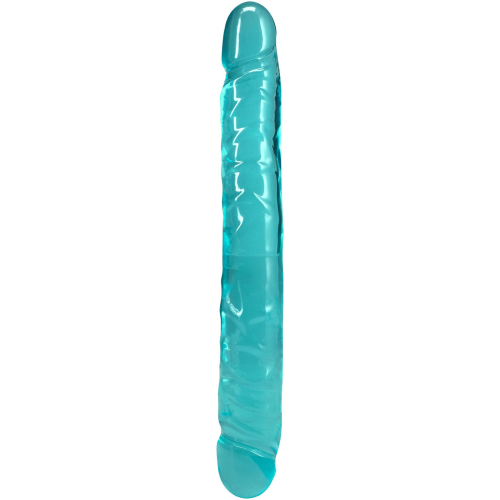 Фаллоимитатор двусторонний Doc Johnson Crystal Jellies 12" Jr. Double Dong Teal