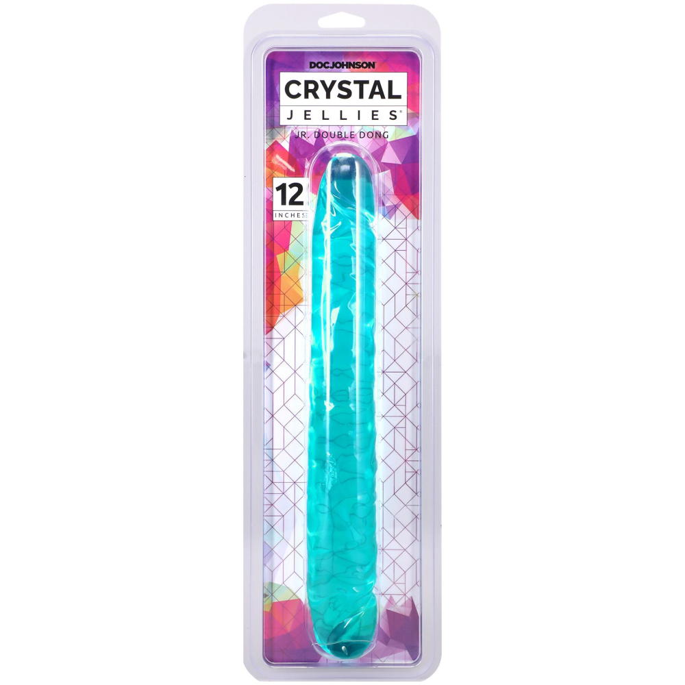 Фаллоимитатор двусторонний Doc Johnson Crystal Jellies 12" Jr. Double Dong Teal