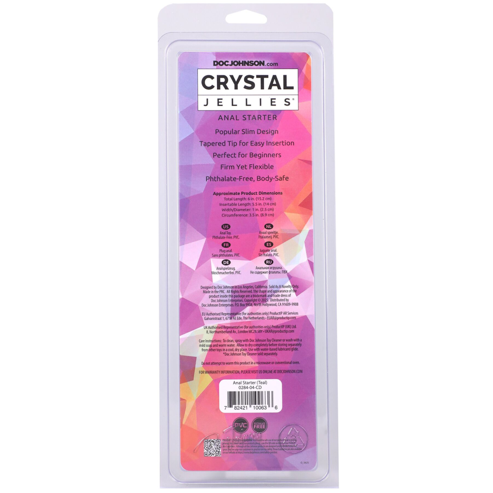 Дилдо Doc Johnson Crystal Jellies - Anal Starter - 5.5 Inches -  Teal