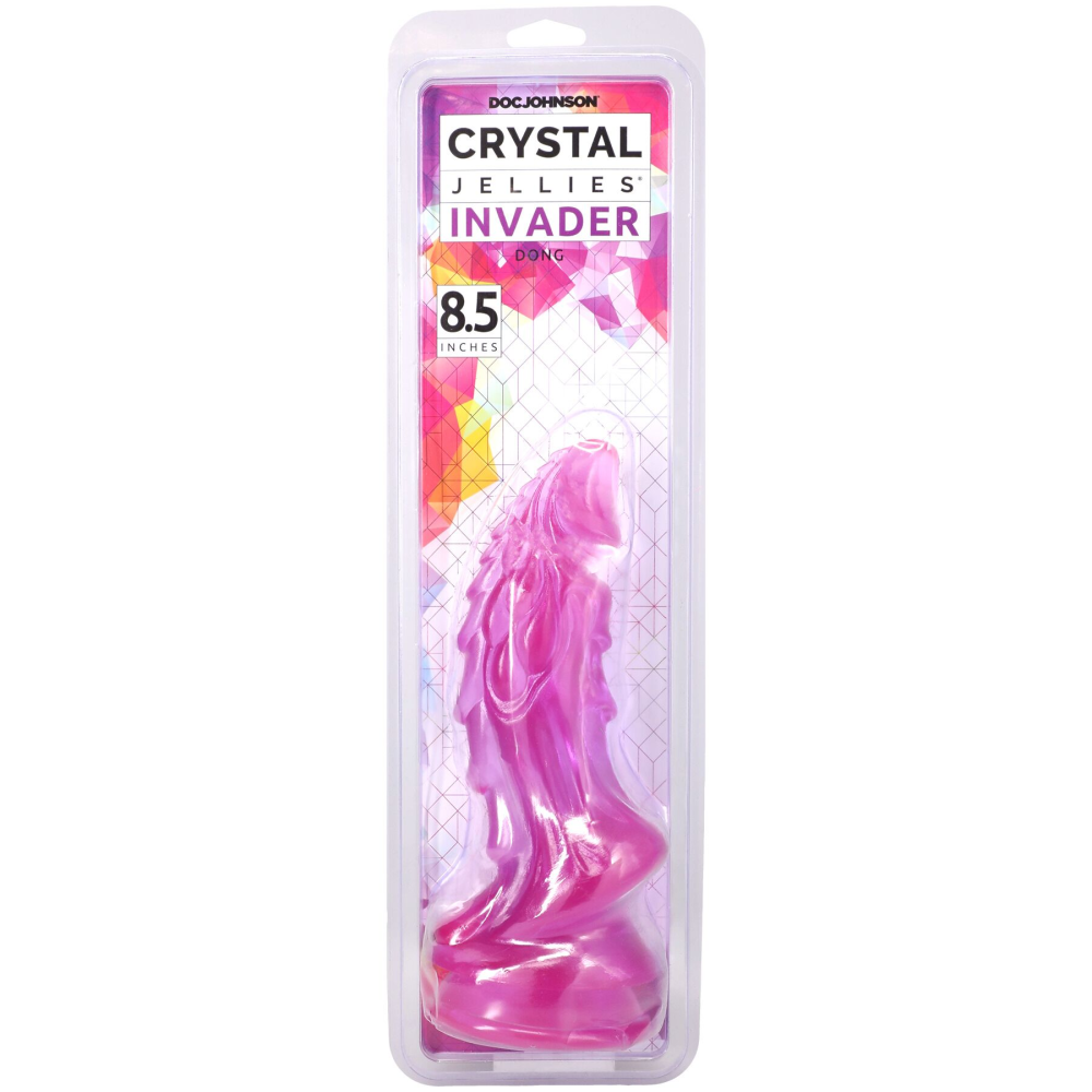 Фэнтезийный фаллоимитатор Doc Johnson Crystal Jellies - Invader Dong 8.5 Inch - Purple