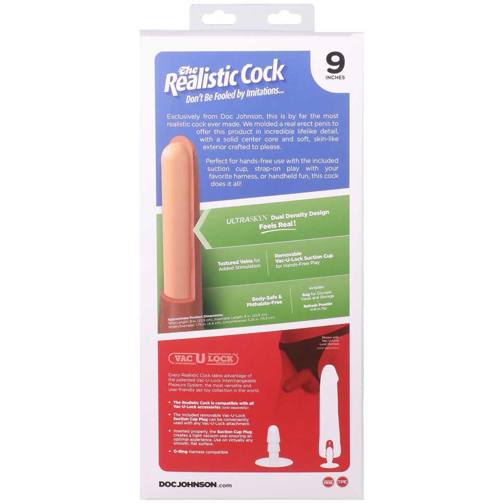 Фаллоимитатор Doc Johnson The Realistic Cock ULTRASKYN - 9 Inch with Balls Caramel