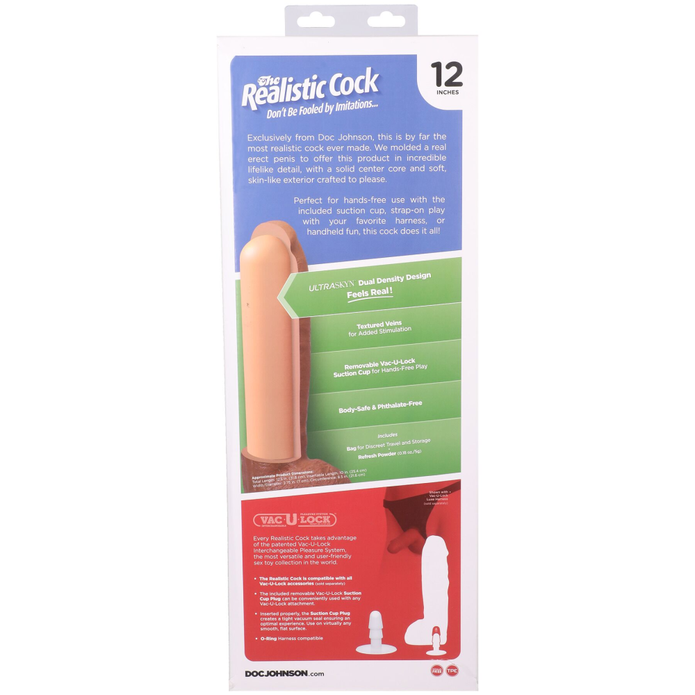 Фаллоимитатор Doc Johnson The Realistic Cock ULTRASKYN - 12 Inch Hung with Balls Chocolate