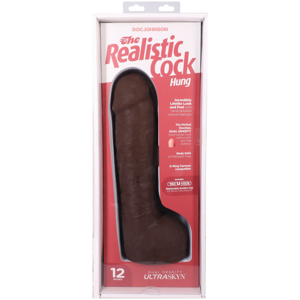 Фаллоимитатор Doc Johnson The Realistic Cock ULTRASKYN - 12 Inch Hung with Balls Chocolate