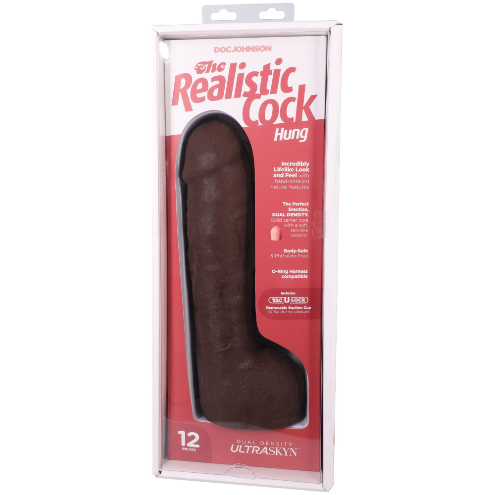 Фаллоимитатор Doc Johnson The Realistic Cock ULTRASKYN - 12 Inch Hung with Balls Chocolate