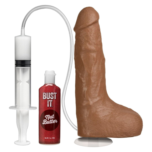 Кончающий фаллоимитатор Doc Johnson The Realistic Cock ULTRASKYN - Squirting 9,5 Inch Caramel