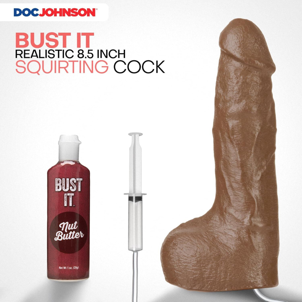 Кончающий фаллоимитатор Doc Johnson The Realistic Cock ULTRASKYN - Squirting 9,5 Inch Caramel