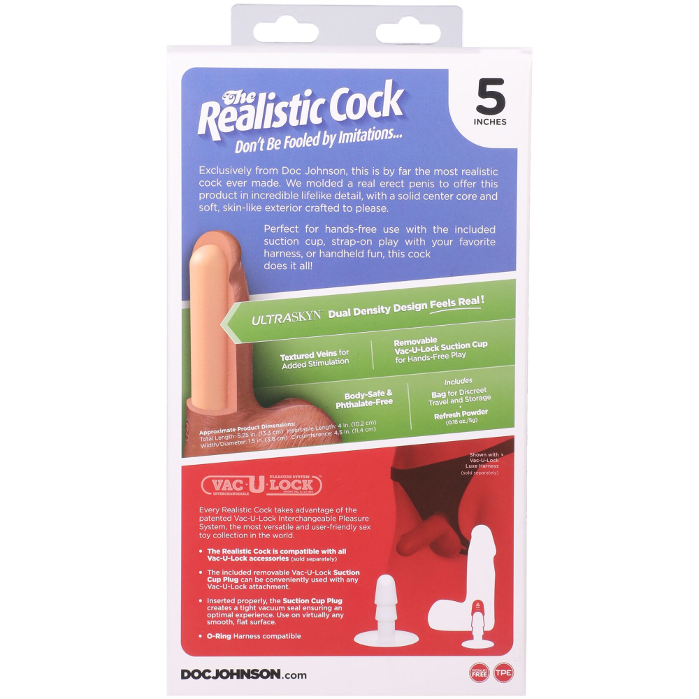 Фаллоимитатор Doc Johnson The Realistic Cock ULTRASKYN - 5 Inch with Balls Caramel