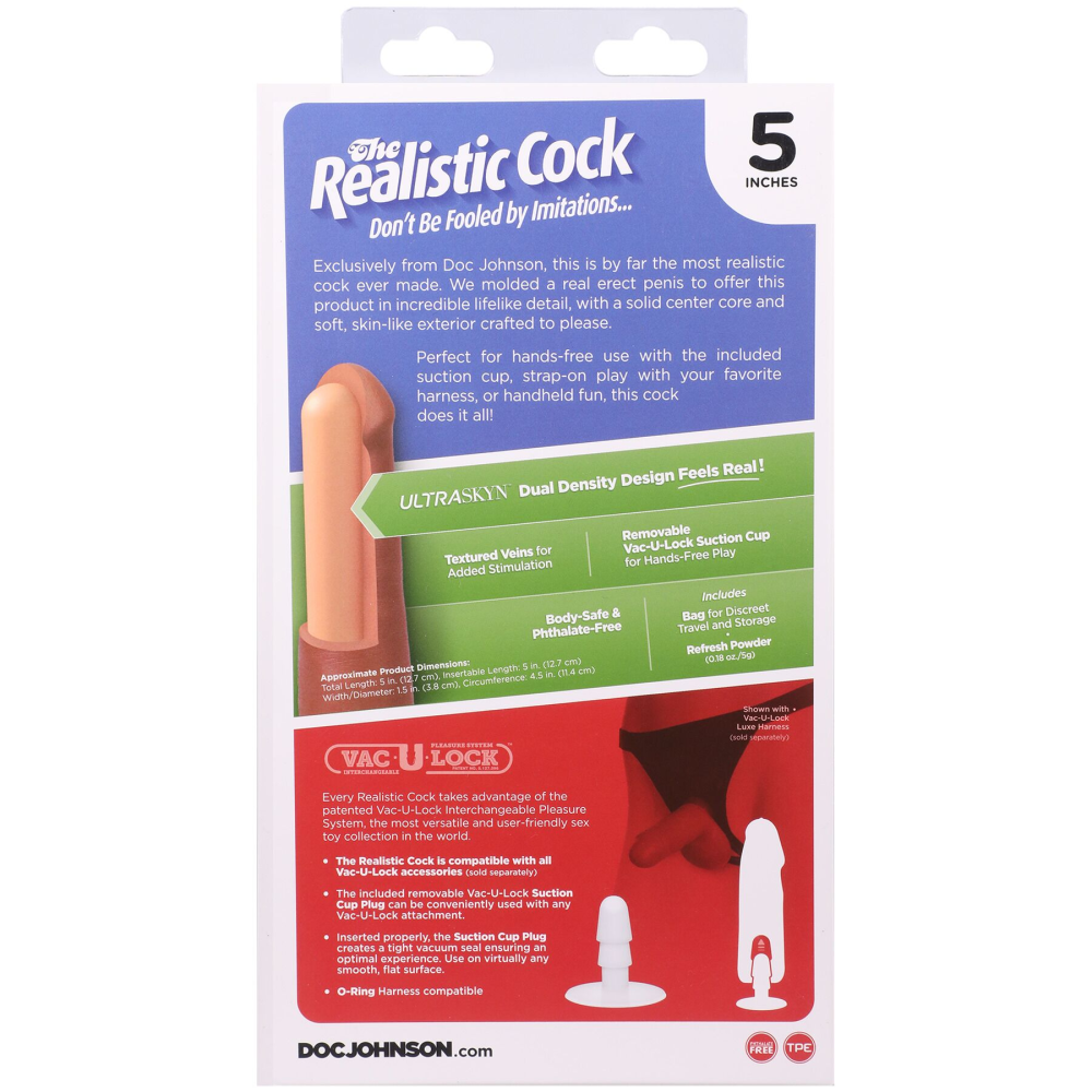 Фаллоимитатор Doc Johnson The Realistic Cock ULTRASKYN - 5 Inch Caramel