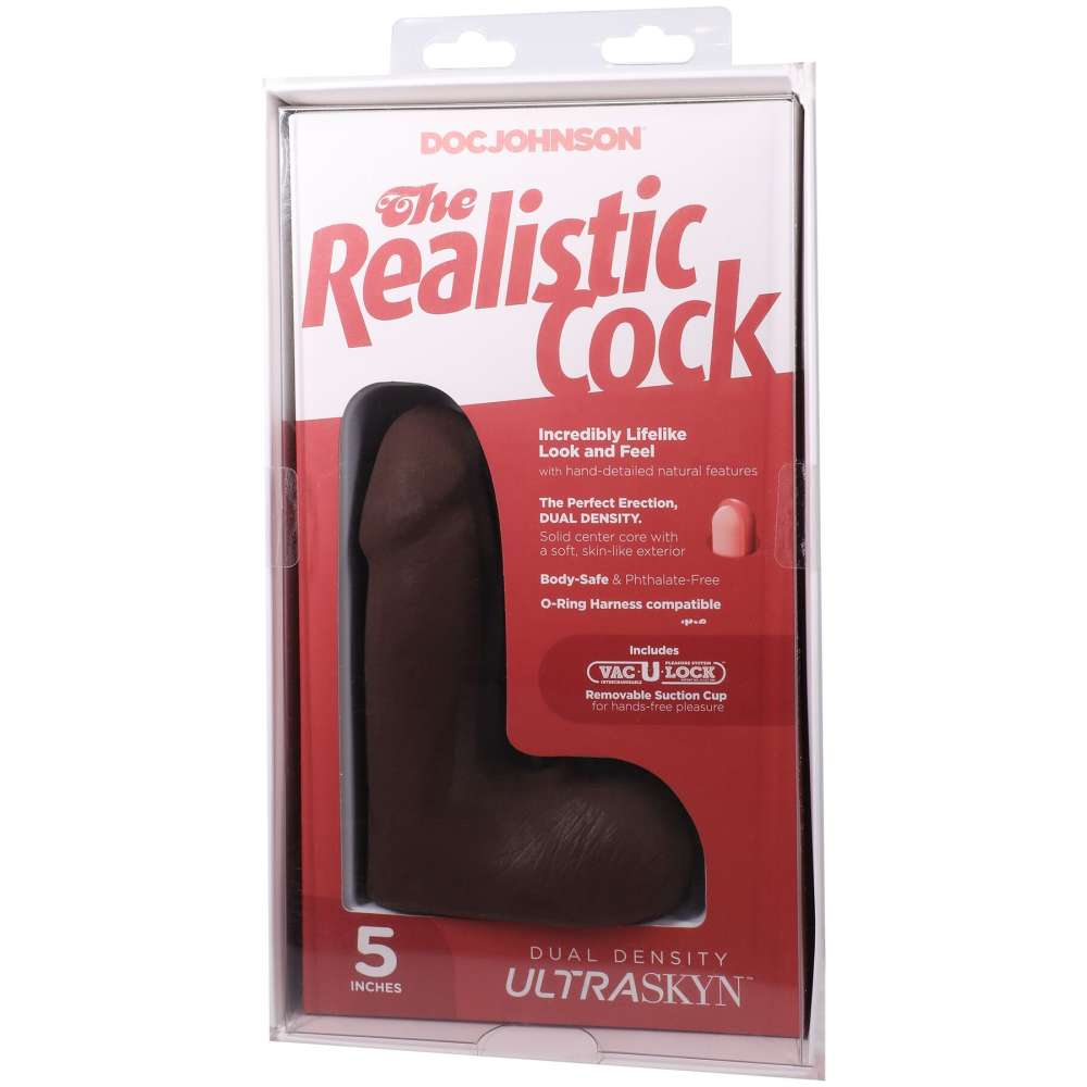 Фаллоимитатор Doc Johnson The Realistic Cock ULTRASKYN - 5 Inch with Balls Chocolate