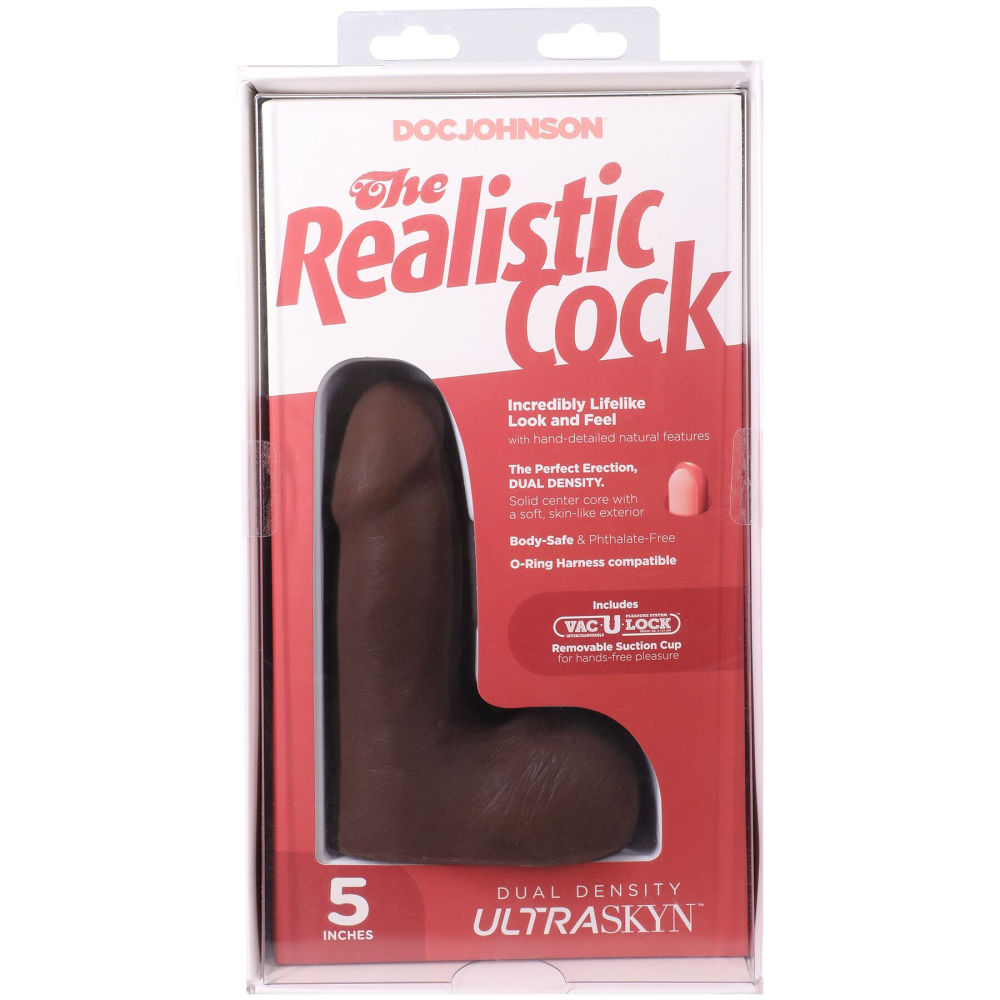 Фаллоимитатор Doc Johnson The Realistic Cock ULTRASKYN - 5 Inch with Balls Chocolate