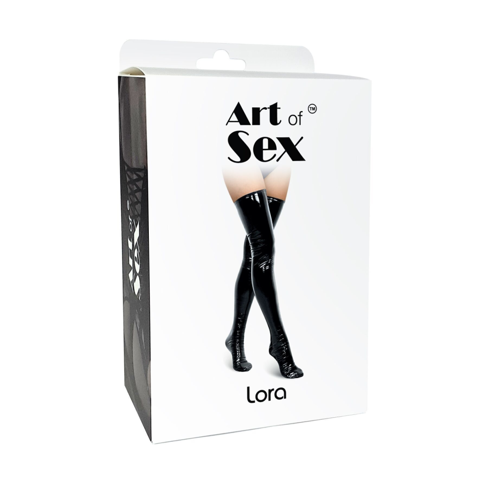 Сексуальные виниловые чулки Art of Sex - Lora, размер M, с эффектом мокрого бархата