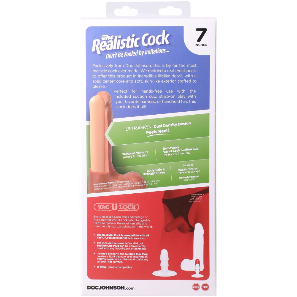 Фаллоимитатор Doc Johnson The Realistic Cock ULTRASKYN 7 Inch with Balls Vanilla (мятая упаковка!!!)