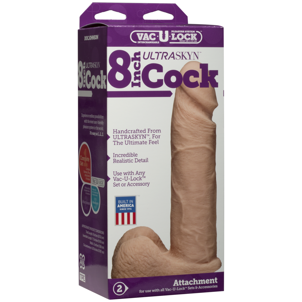 Фаллоимитатор Doc Johnson Vac-U-Lock - 8 Inch ULTRASKYN Cock White (мятая упаковка!!!)