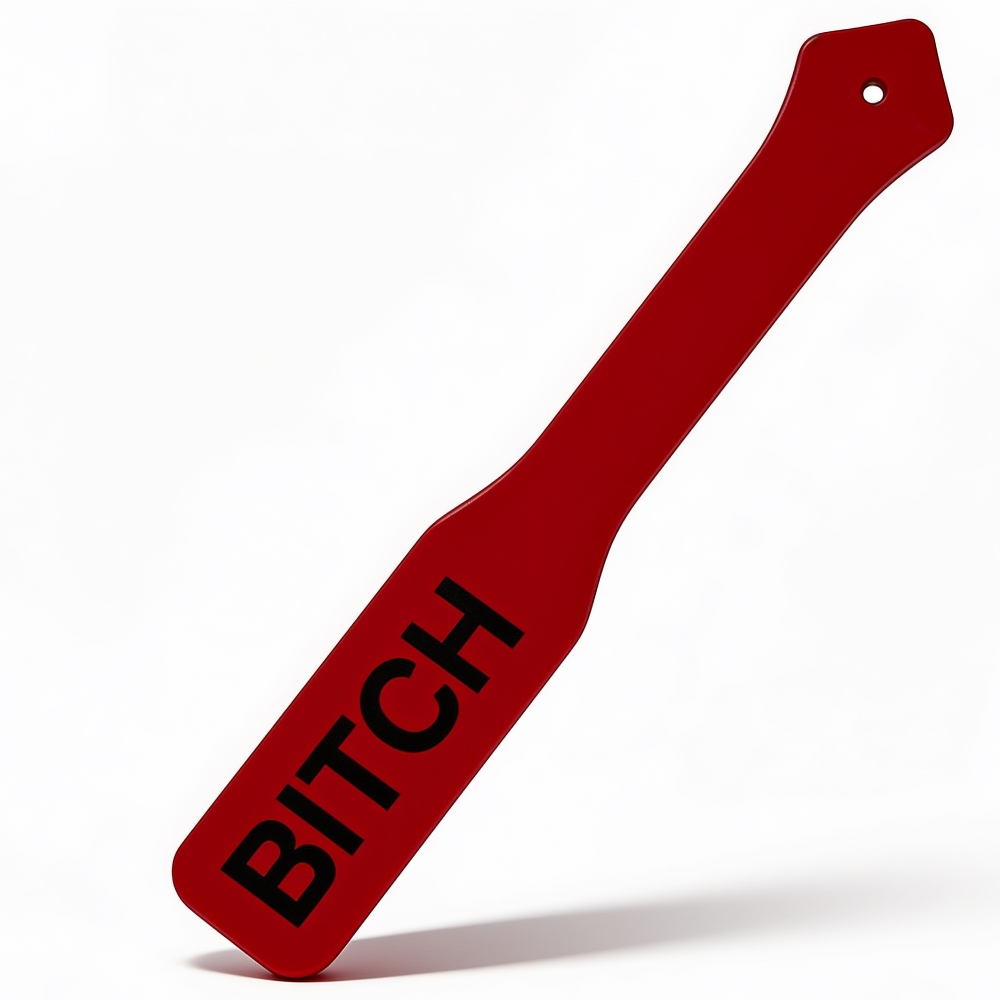 Пэддл DS Fetish с черной надписью Bitch, красный