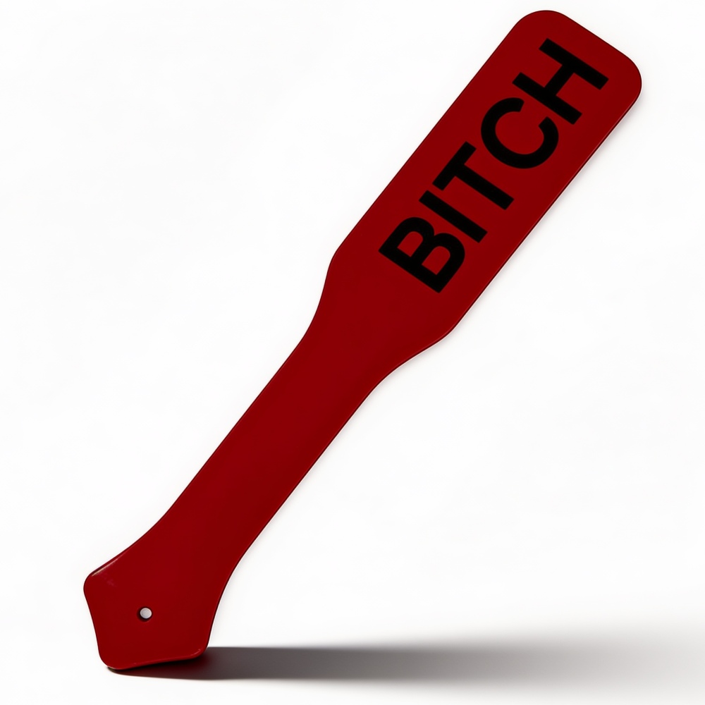Пэддл DS Fetish с черной надписью Bitch, красный