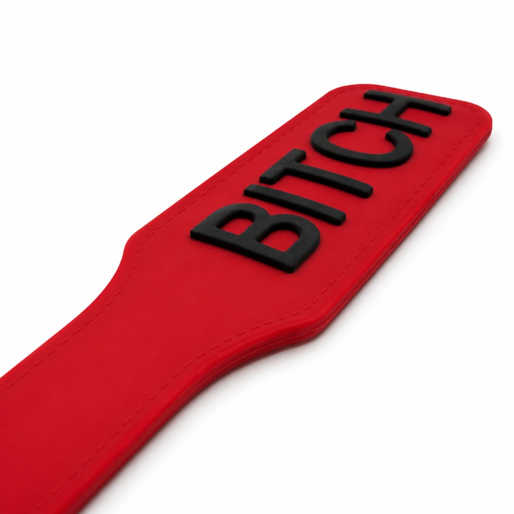 Пэддл DS Fetish с черной надписью Bitch, красный