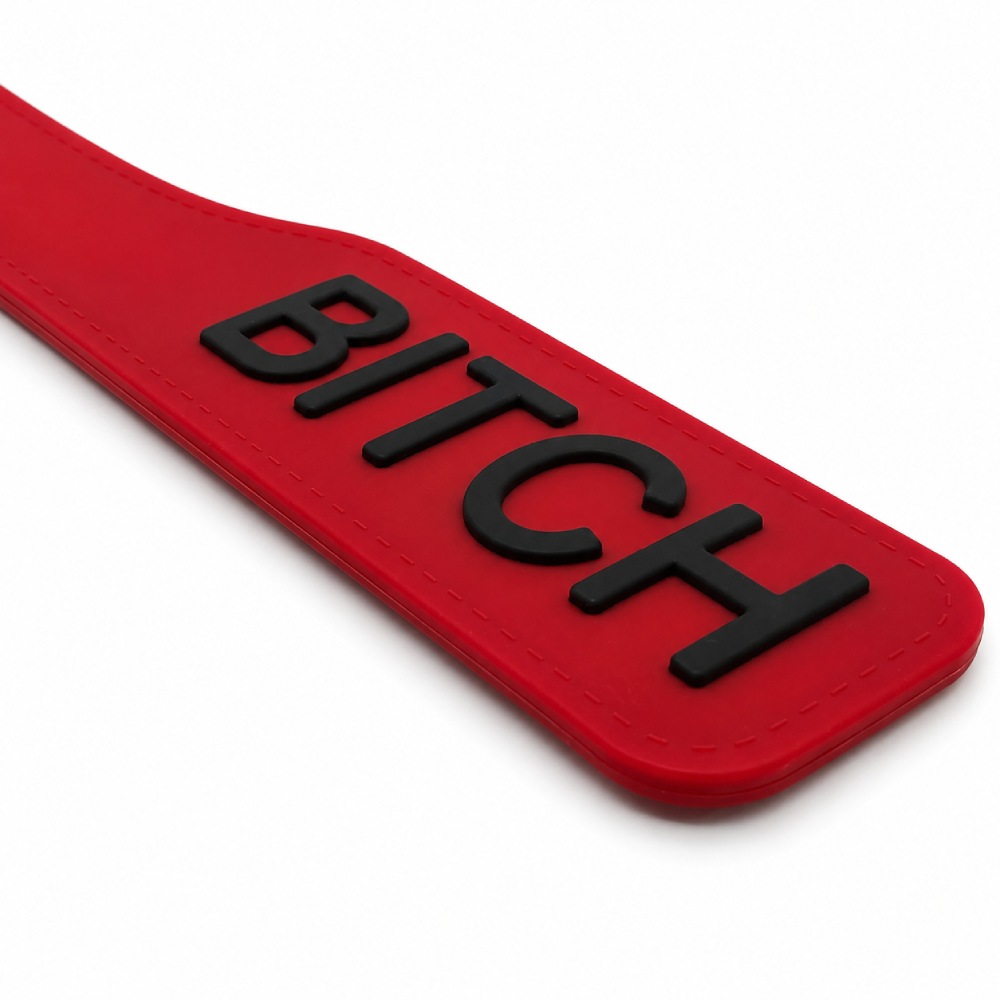 Пэддл DS Fetish с черной надписью Bitch, красный