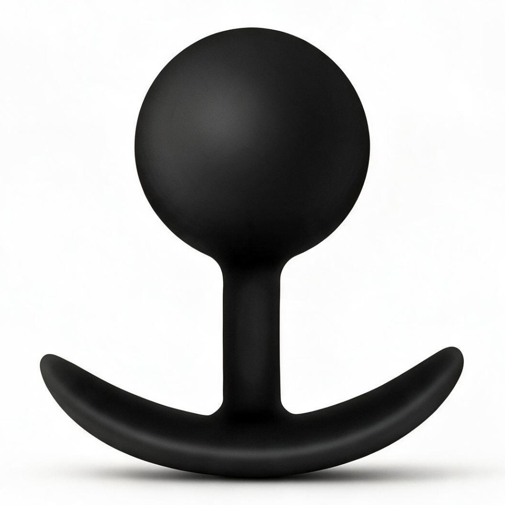Анальный плаг со смещённым центром тяжести ALUME силиконовый, чёрный, L